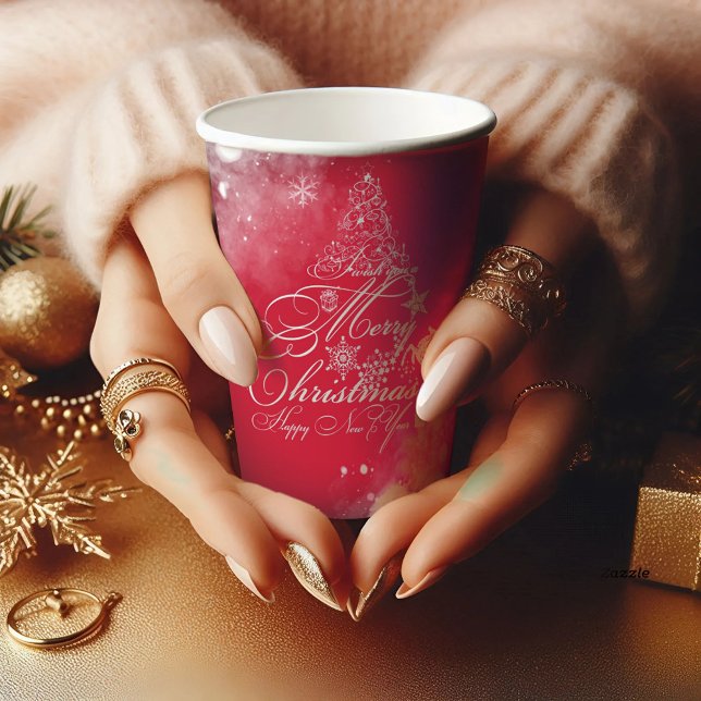  Nice christmas tree typography Paper cup (Creator Uploaded)