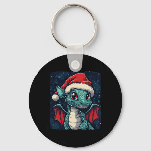 Nice Christmas Wishes From A Cute Festive Dragon  Keychain