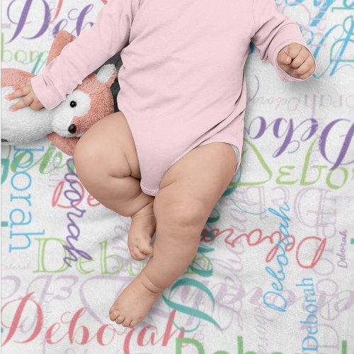 Nice Colorful Girl Name Pattern  Baby Blanket