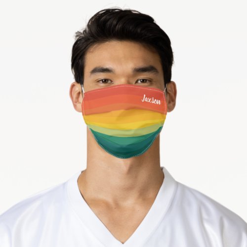 Nice Colorful Gradient Stripes Pattern Stay Safe   Adult Cloth Face Mask