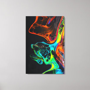 Nice colorful mix of neon paints on black surface canvas print
