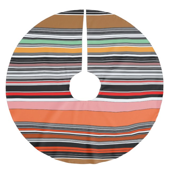 Nice colorful stripes brushed polyester tree skirt (Front)