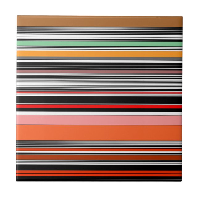 Nice colorful stripes ceramic tile (Front)