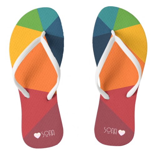 Nice colorful Triangles Pattern Flip Flops