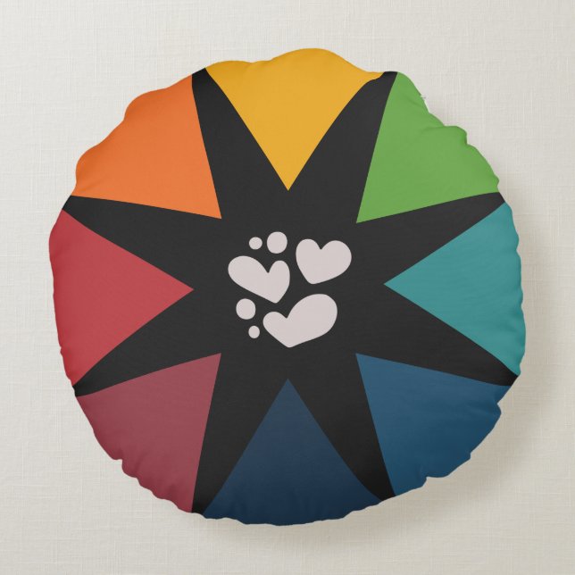 Nice colorful Triangles Pattern Round Pillow (Back)
