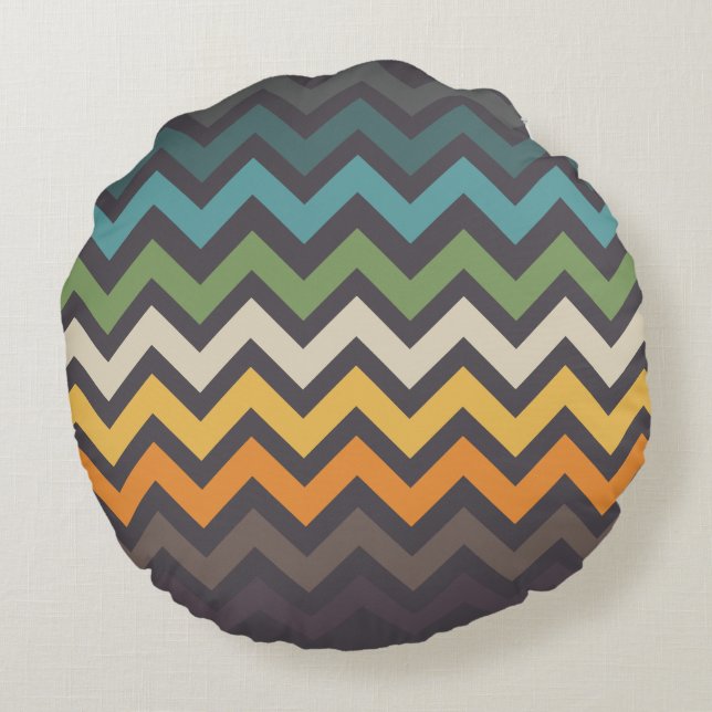 Nice colorful zigzag pattern round pillow (Back)
