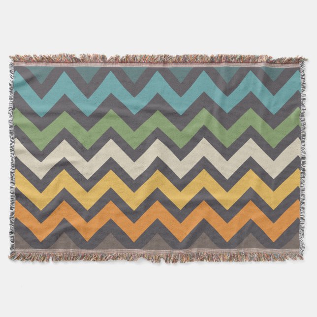 Nice colorful zigzag pattern  throw blanket (Front)