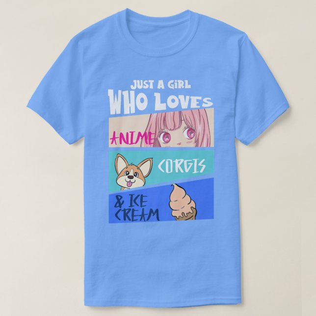 Nice Corgi Dog Lover Tshirt Corgi Anime And Ice Cr (Design Front)