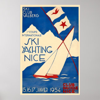 Nice Cote D'Azur Ski Yachting Sailing Boat Sea Poster