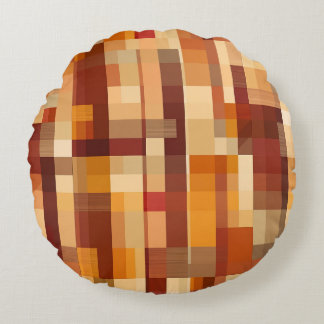 Nice Cute And Funny Autumn Check Pattern Round Pillow