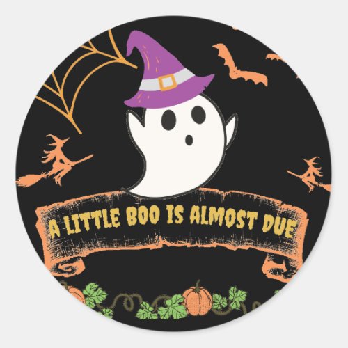 Nice Cute Little Halloween Boo Orange Baby Shower Classic Round Sticker