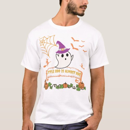 Nice Cute Little Halloween Boo Orange Baby Shower T_Shirt