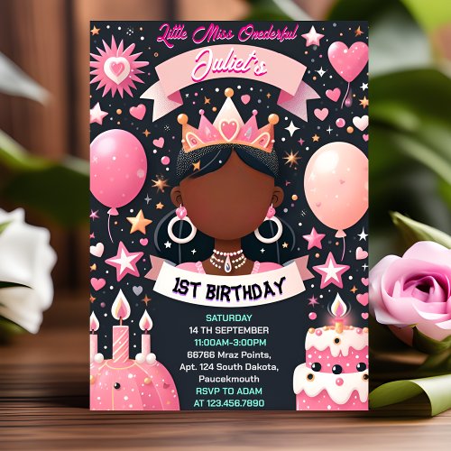Nice Cute Queen Little Miss Onederful 1st Birthday Invitation