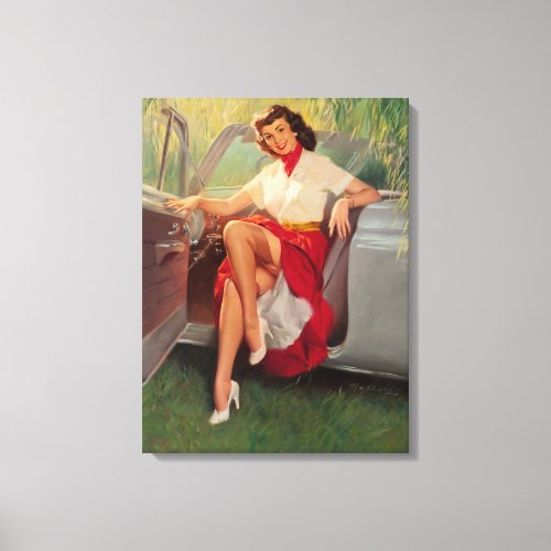 Nice Day for a Drive Pin Up Art Canvas Print