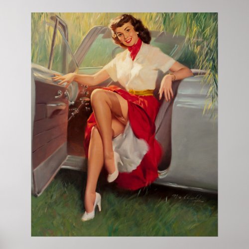 Nice Day for a Drive Pin Up Art Poster