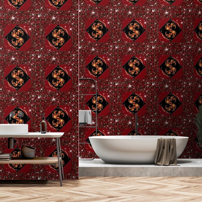 "Nice Day" Luxury Wallpaper: Red Swirl Fractal Ene Wallpaper (Bathroom)