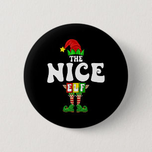 Nice Elf Family Christmas Matching Pajamas Elf Squ Button