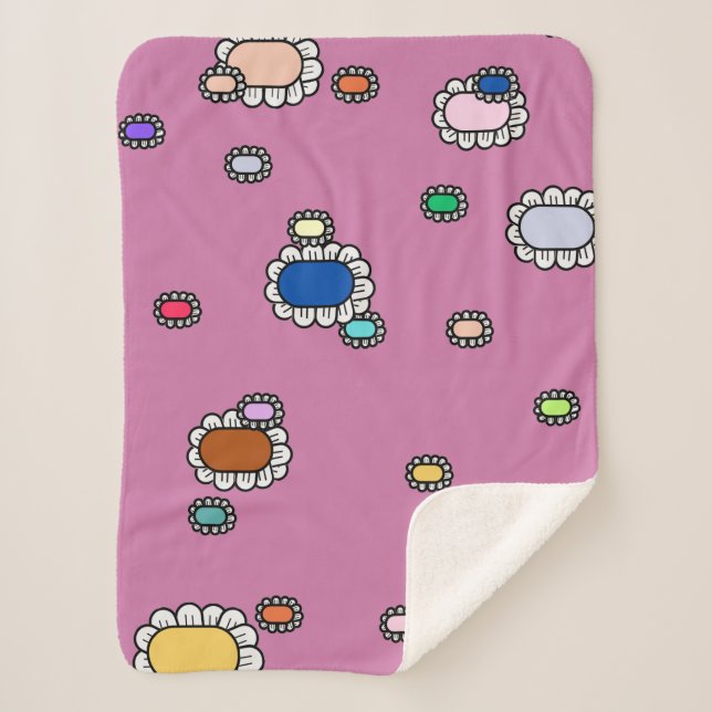 nice flowers sherpa blanket (Front)