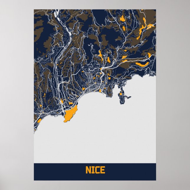 Nice - France Bluefresh City Map Poster (Front)
