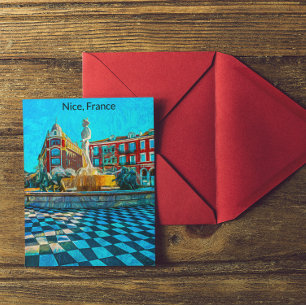 Nice France Place Massena Oil Paint Postcard