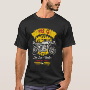 Nice France Retro Motorcycle Design T-Shirt