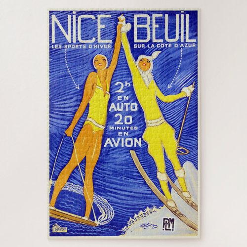 Nice France Riviera Vintage Travel Poster Jigsaw Puzzle