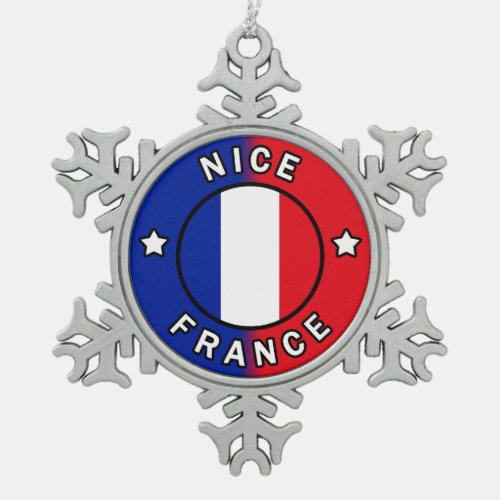 Nice France Snowflake Pewter Christmas Ornament