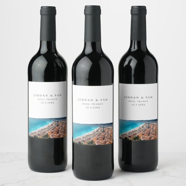 Nice France Wedding Wine Label (Bottles)