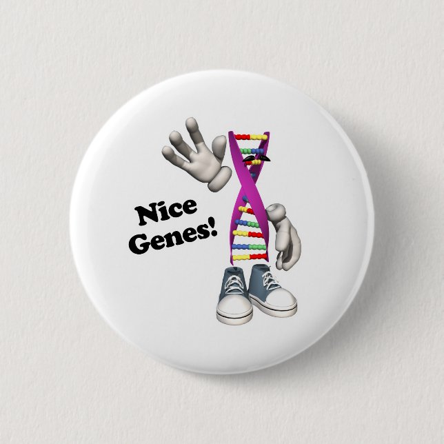 Nice Genes Funny DNA Strip Character Button (Front)