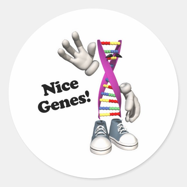 Nice Genes Funny DNA Strip Character Classic Round Sticker (Front)