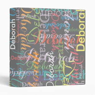 nice gray binder with colorful names