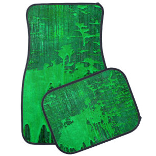 Nice green old surface with paint drips texture -  car floor mat