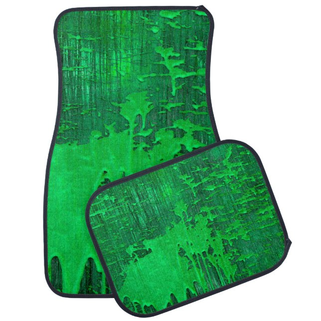 Nice green old surface with paint drips texture -  car floor mat (Set)