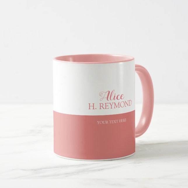 nice half pink & white mug personalized with name (Front Right)