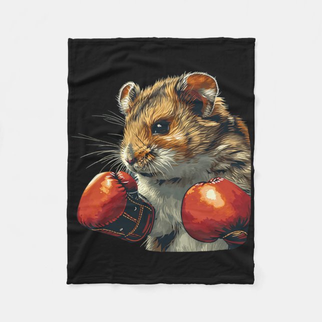 Nice Hamster Boxer Costume With Boxing Gloves For  Fleece Blanket (Front)
