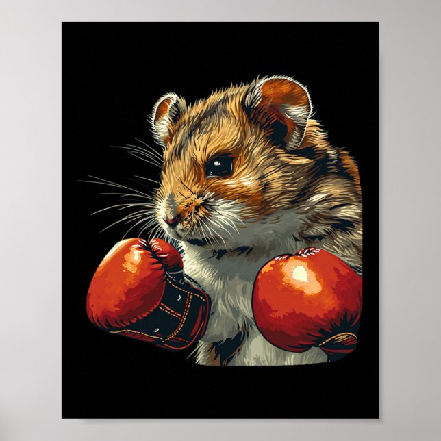 Nice Hamster Boxer Costume With Boxing Gloves For  Poster (Front)