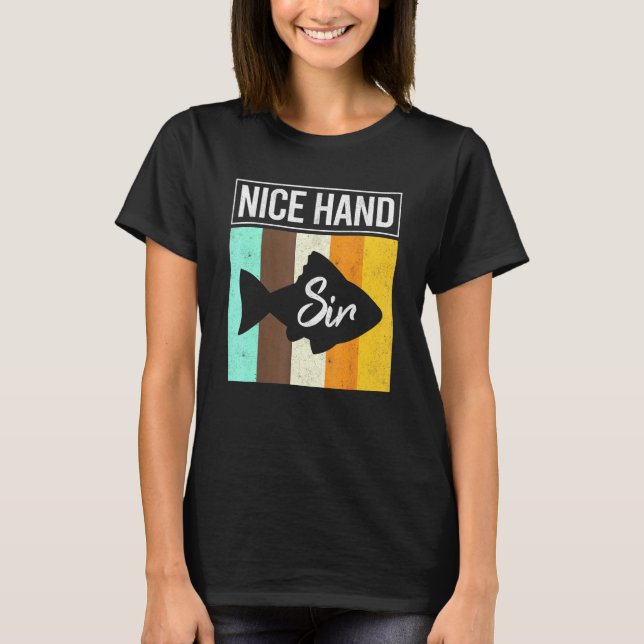 Nice Hand Sir Poker Fish Gambler Texas Holdem Play T-Shirt (Front)