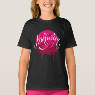 Nice Happy Halloween Typography in Red Night   T-Shirt