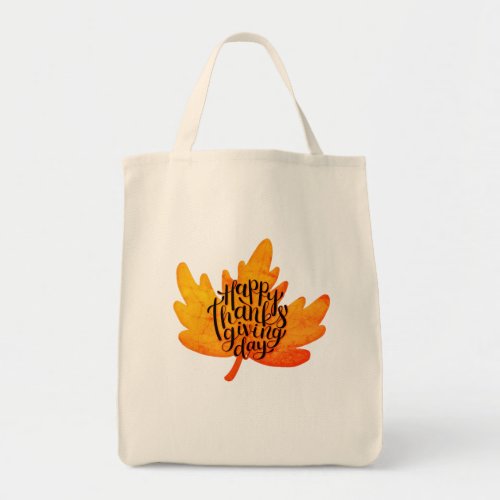 Nice Happy Thanksgiving Typography on Leaf Fall  Tote Bag