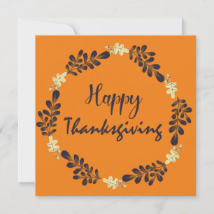 Nice Happy Thanksgiving with Circle Leaves Invitation