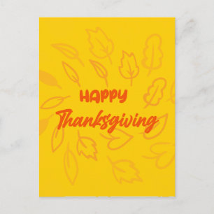 Nice Happy Thanksgiving with Leaves Fall Holiday Postcard