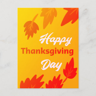 Nice Happy Thanksgiving with Leaves Fall Holiday Postcard