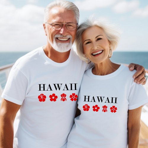 Nice Hawaii Red Flower Icons Light_Color T_Shirt