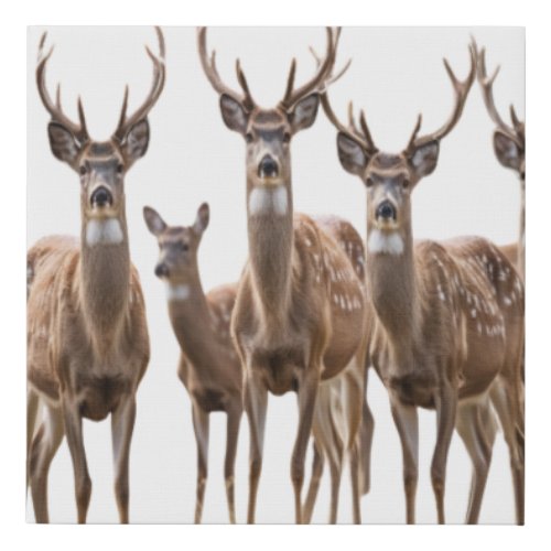 Nice herd of deer illustration wildlife faux canvas print