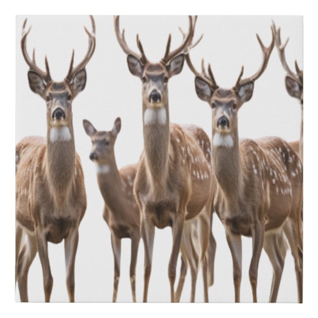 Nice herd of deer illustration wildlife faux canvas print (Front)