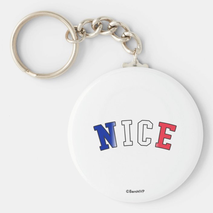 Nice in France National Flag Colors Keychain