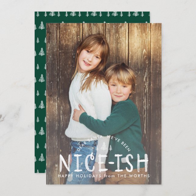 Nice-ish Naughty or Nice Funny Kids Christmas Card (Front/Back)