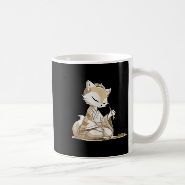 Nice Japan Kitsune Costume For Calligraphy Lovers  Coffee Mug (Right)
