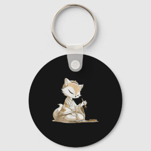 Nice Japan Kitsune Costume For Calligraphy Lovers Keychain