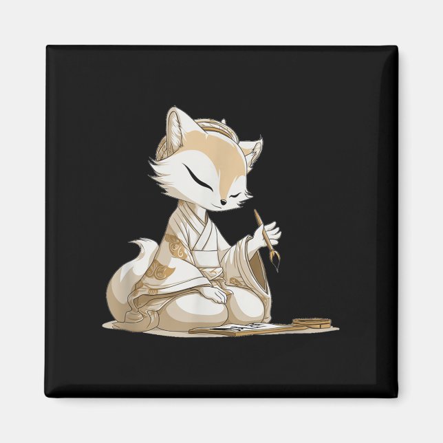 Nice Japan Kitsune Costume For Calligraphy Lovers  Magnet (Front)